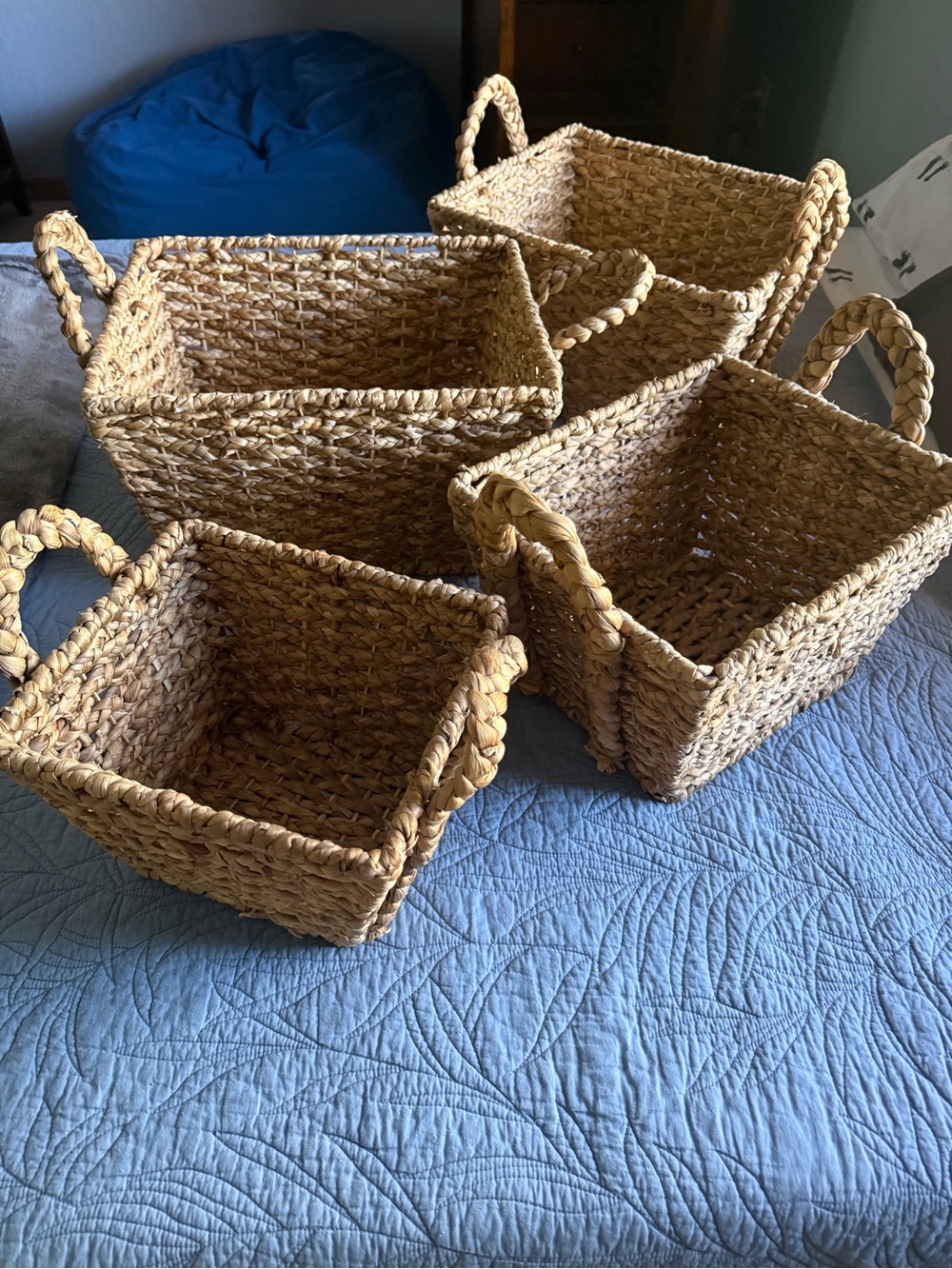 Natural Woven Seagrass Storage Basket Set - Natural